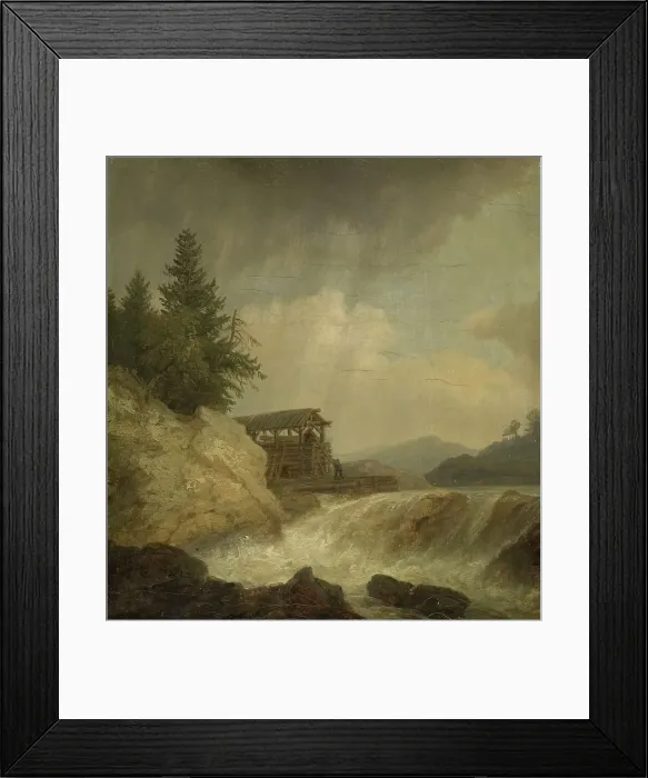 Framed Print : Nordic Landscape with a Waterfall, 1843. Creator: Johann Christian Michael Ezdorf Framed Print : Nordic Landscape with a Waterfall, 1843. Creator: Johann Christian Michael Ezdorf