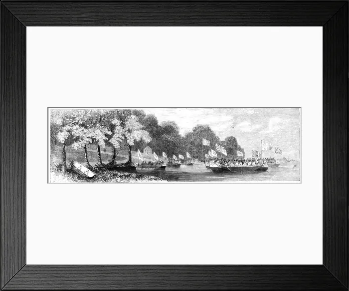 Framed Print : Grand canoe reception given to the Prince of Wales on the St. Lawrence, 1860. Creator: Unknown Framed Print : Grand canoe reception given to the Prince of Wales on the St. Lawrence, 1860. Creator: Unknown