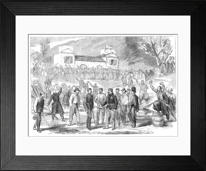 Framed Print : The first visit of Victor Emmanuel to the camp of the national army at St. Angelo... 1860. Creator: Unknown Framed Print : The first visit of Victor Emmanuel to the camp of the national army at St. Angelo... 1860. Creator: Unknown