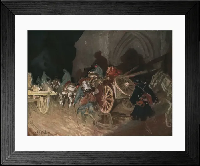Framed Print : Six Mois Dans la Somme; Releve d'infanterie de nuit un village, 1916. Creator: Charles Hoffbauer Framed Print : Six Mois Dans la Somme; Releve d'infanterie de nuit un village, 1916. Creator: Charles Hoffbauer