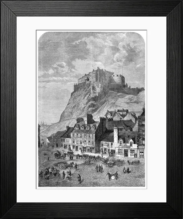 Framed Print : Edinburgh Castle, from the Corn Exchange, in the Grassmarket, 1860. Creator: Smyth Framed Print : Edinburgh Castle, from the Corn Exchange, in the Grassmarket, 1860. Creator: Smyth