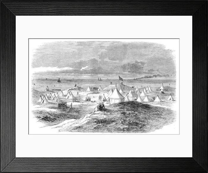 Framed Print : The Volunteer Camp, on Crosby Sands, near Liverpool - from a drawing by William Woods, 1860. Creator: Unknown Framed Print : The Volunteer Camp, on Crosby Sands, near Liverpool - from a drawing by William Woods, 1860. Creator: Unknown