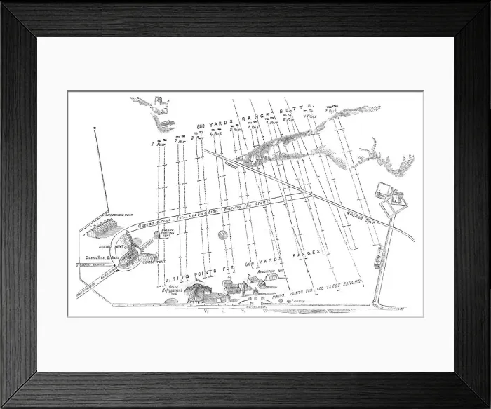 Framed Print : Plan and arrangements of the rifle-shooting contest on Wimbledon Common, 1860. Creator: Unknown Framed Print : Plan and arrangements of the rifle-shooting contest on Wimbledon Common, 1860. Creator: Unknown