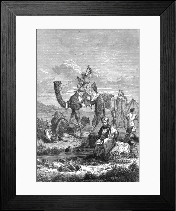 Framed Print : Caravan Reposing, in the Hauran; The Stone Towns of Central Syria, otherwise called... 1875. Creator: Unknown Framed Print : Caravan Reposing, in the Hauran; The Stone Towns of Central Syria, otherwise called... 1875. Creator: Unknown