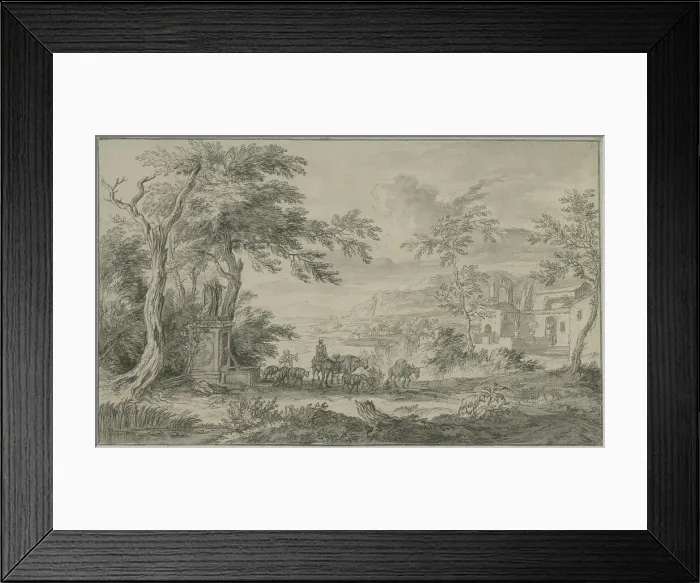 Framed Print : Italian landscape. Creator: Dirck Dalens II Framed Print : Italian landscape. Creator: Dirck Dalens II
