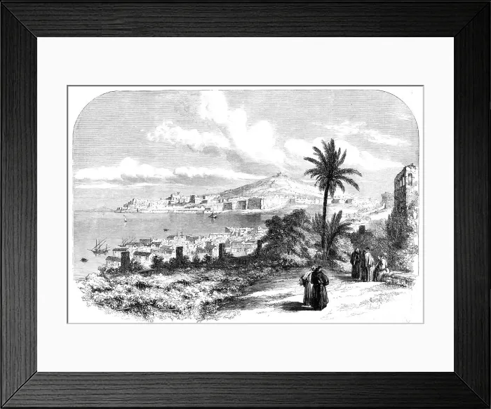 Framed Print : The Town and Castle of Gaeta - from a drawing by S. Read, 1860. Creator: Unknown Framed Print : The Town and Castle of Gaeta - from a drawing by S. Read, 1860. Creator: Unknown