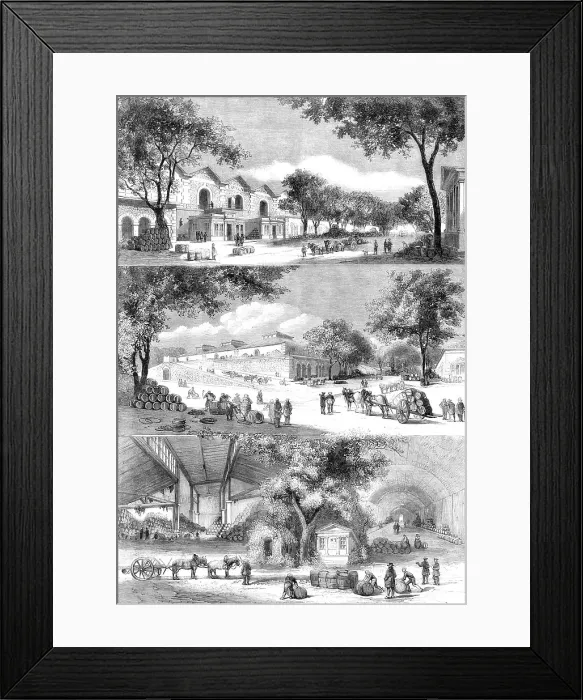 Framed Print : The Paris Wine Market: the Brandy Quarter, Rues de Languedoc and de la Côte d'Or, the Cellars, 1860. Creator: Unknown Framed Print : The Paris Wine Market: the Brandy Quarter, Rues de Languedoc and de la Côte d'Or, the Cellars, 1860. Creator: Unknown