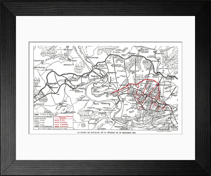 Framed Print : Le Theatre de l'epopee de Verdun; Le champ de bataille du 21 fevrier au decembre 1916, 1916. Creator: Unknown Framed Print : Le Theatre de l'epopee de Verdun; Le champ de bataille du 21 fevrier au decembre 1916, 1916. Creator: Unknown