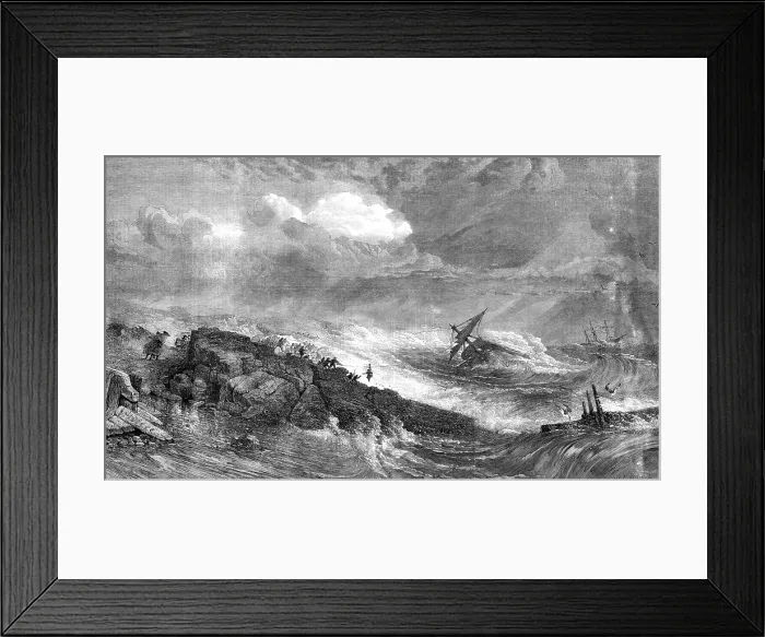 Framed Print : The Last from the Wreck, by E. Duncan, in the Exhibition of the Water-Colour Society, 1860. Creator: M. Jackson. The Last from the Wreck, by E. Duncan, in the Exhibition of the Water-Colour Society, 1860. Creator: M. Jackson Framed Print : The Last from the Wreck, by E. Duncan, in the Exhibition of the Water-Colour Society, 1860. Creator: M. Jackson. The Last from the Wreck, by E. Duncan, in the Exhibition of the Water-Colour Society, 1860. Creator: M. Jackson