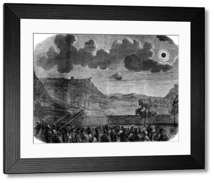 Framed Print : The Eclipse of the Sun on July 18 in Spain - the eclipse at Aguilar - from a sketch by our... 1860. Creator: Unknown Framed Print : The Eclipse of the Sun on July 18 in Spain - the eclipse at Aguilar - from a sketch by our... 1860. Creator: Unknown