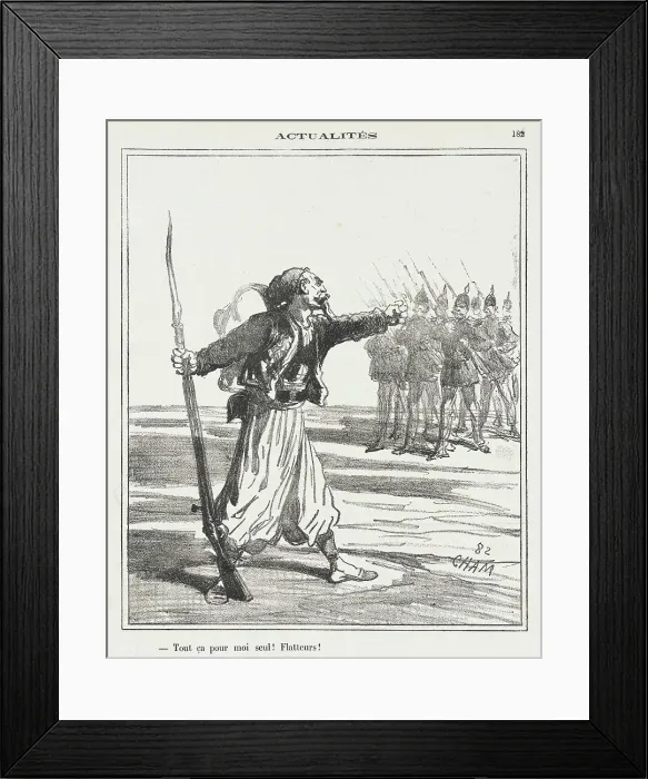 Framed Print : Tout ça pour moi seul! Flatteurs!, 1870. Creator: Cham Framed Print : Tout ça pour moi seul! Flatteurs!, 1870. Creator: Cham