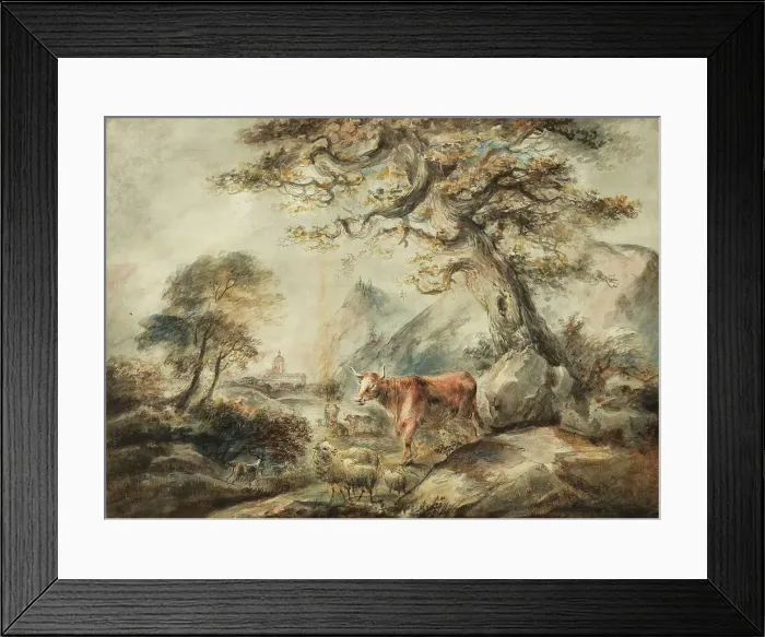 Framed Print : Landscape with Cattle, 1785. Creator: Elias Martin Framed Print : Landscape with Cattle, 1785. Creator: Elias Martin