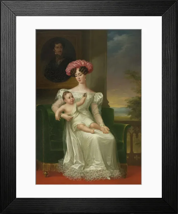 Framed Print : Josefina Maximiliana Eugenia Napoleana, 1807-1876, Queen of Sweden, with son Karl (XV), 1826. Creator: Fredric Westin Framed Print : Josefina Maximiliana Eugenia Napoleana, 1807-1876, Queen of Sweden, with son Karl (XV), 1826. Creator: Fredric Westin