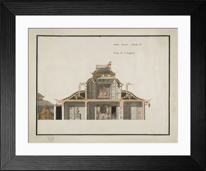 Framed Print : The Chinese pavilion at Le Désert de Retz, cross section. Creator: François Nicolas Henri Racine de Monville Framed Print : The Chinese pavilion at Le Désert de Retz, cross section. Creator: François Nicolas Henri Racine de Monville
