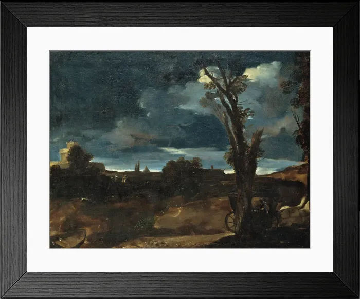 Framed Print : Moonlight Landscape. Creator: Guercino Framed Print : Moonlight Landscape. Creator: Guercino