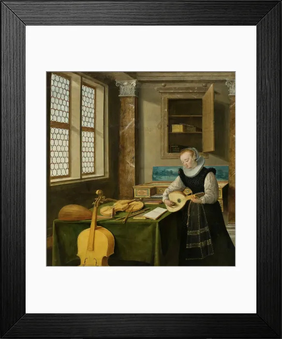 Framed Print : Lady Playing the Lute, c17th century. Creator: Hendrik van Steenwyck Framed Print : Lady Playing the Lute, c17th century. Creator: Hendrik van Steenwyck