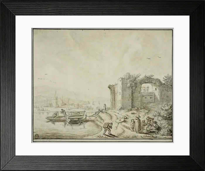 Framed Print : harbour with ruins. Creator: Unknown Framed Print : harbour with ruins. Creator: Unknown
