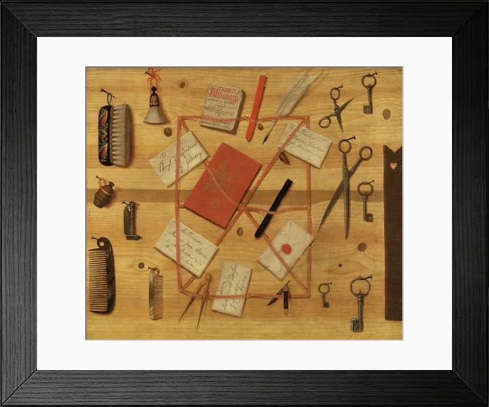 Framed Print : Letter Rack. Trompe l'oeil. Creator: Hindric Sebastian Sommar Framed Print : Letter Rack. Trompe l'oeil. Creator: Hindric Sebastian Sommar
