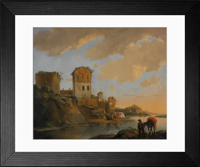 Framed Print : Italian River Landscape with Ruins, 1652. Creator: Horatius de Hooch Framed Print : Italian River Landscape with Ruins, 1652. Creator: Horatius de Hooch