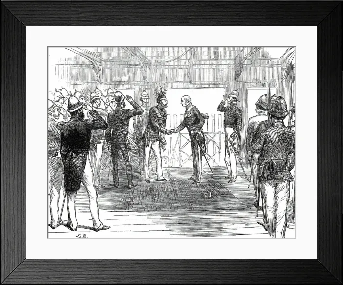 Framed Print : Return of the Prince of Wales from India: the Governor of Bombay...on board the Serapis...1876. Creator: Unknown Framed Print : Return of the Prince of Wales from India: the Governor of Bombay...on board the Serapis...1876. Creator: Unknown