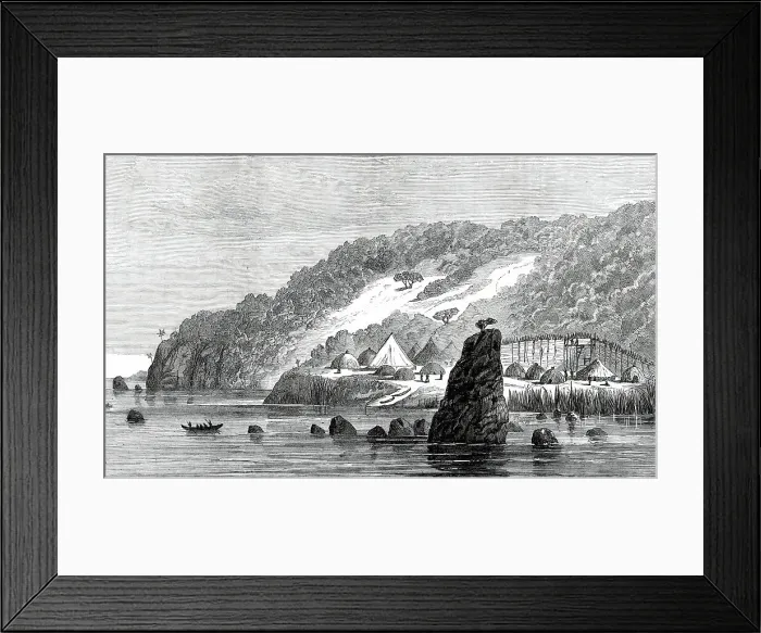 Framed Print : Sketches by Lieutenant Cameron in Central Africa: Kituta Village, Lake Tanganyika, 1876. Creator: Unknown Framed Print : Sketches by Lieutenant Cameron in Central Africa: Kituta Village, Lake Tanganyika, 1876. Creator: Unknown
