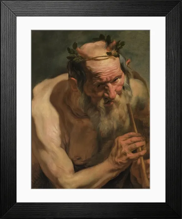Framed Print : Old satyr holding a flute. Creator: Jacob Jordaens Framed Print : Old satyr holding a flute. Creator: Jacob Jordaens