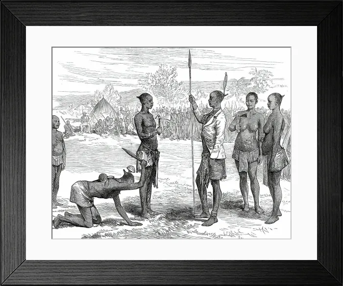 Framed Print : Lieutenant Cameron's Sketches in Central Africa: Kasongo's Levee, 1876. Creator: Unknown Framed Print : Lieutenant Cameron's Sketches in Central Africa: Kasongo's Levee, 1876. Creator: Unknown