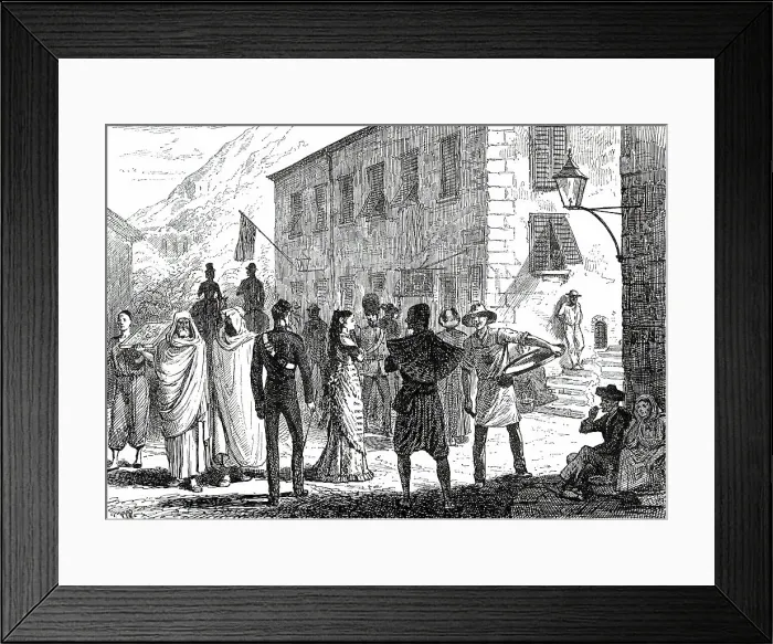 Framed Print : Street scene at Gibraltar, 1876. Creator: Unknown Framed Print : Street scene at Gibraltar, 1876. Creator: Unknown