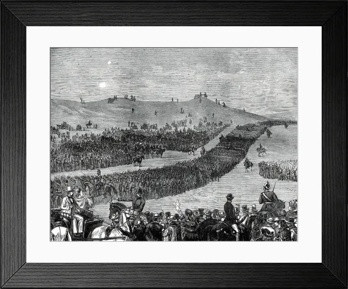 Framed Print : The Volunteer Review at Tring on Easter Monday: the March Past at Beacon Hill, 1876. Creator: Unknown Framed Print : The Volunteer Review at Tring on Easter Monday: the March Past at Beacon Hill, 1876. Creator: Unknown