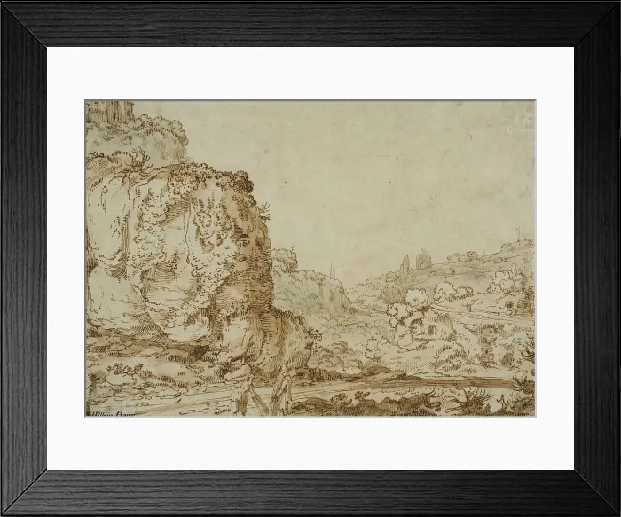 Framed Print : Rocky landscape with ruins and a mountain village. Creator: Jan Symonsz. Pynas Framed Print : Rocky landscape with ruins and a mountain village. Creator: Jan Symonsz. Pynas