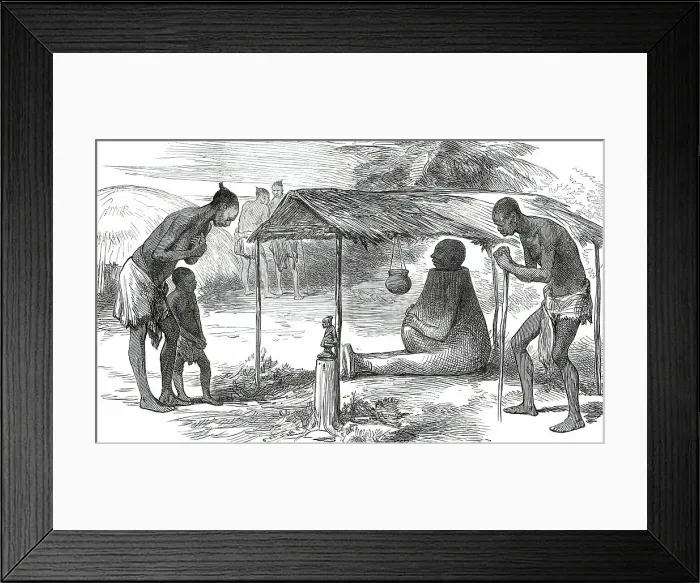 Framed Print : Lieutenant Cameron's Travels in Central Africa: Clay Idol at Bwarwé...1876. Creator: Unknown Framed Print : Lieutenant Cameron's Travels in Central Africa: Clay Idol at Bwarwé...1876. Creator: Unknown