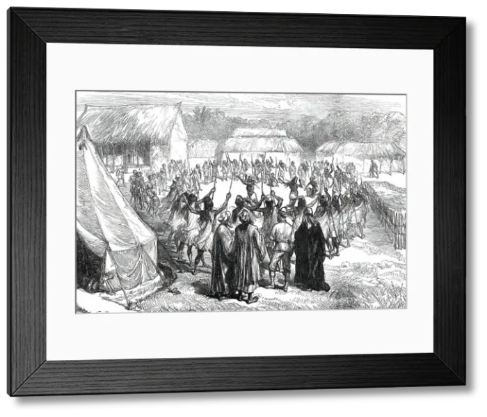 Framed Print : Lieutenant Cameron's Travels in Central Africa: Dance of Pagazi at Kiwakasongo...1876. Creator: Unknown Framed Print : Lieutenant Cameron's Travels in Central Africa: Dance of Pagazi at Kiwakasongo...1876. Creator: Unknown