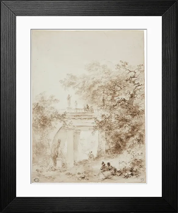 Framed Print : Italian landscape. Creator: Jean-Honore Fragonard Framed Print : Italian landscape. Creator: Jean-Honore Fragonard