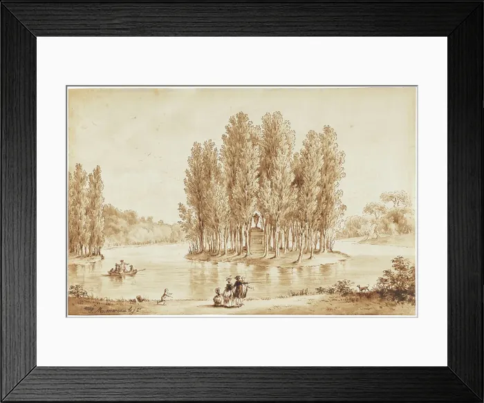 Framed Print : Tomb of Jean Jacques Rousseau, Park of Ermenonville, 1778. Creator: Jean-Michel Moreau Framed Print : Tomb of Jean Jacques Rousseau, Park of Ermenonville, 1778. Creator: Jean-Michel Moreau