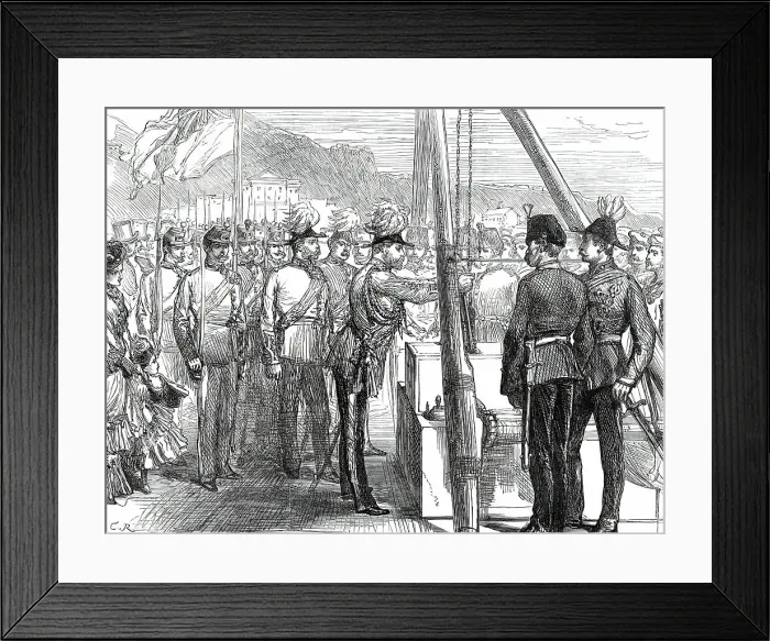Framed Print : The Prince of Wales laying the Foundation-Stone of the Alexandra Battery, Gibraltar...1876. Creator: C.R Framed Print : The Prince of Wales laying the Foundation-Stone of the Alexandra Battery, Gibraltar...1876. Creator: C.R