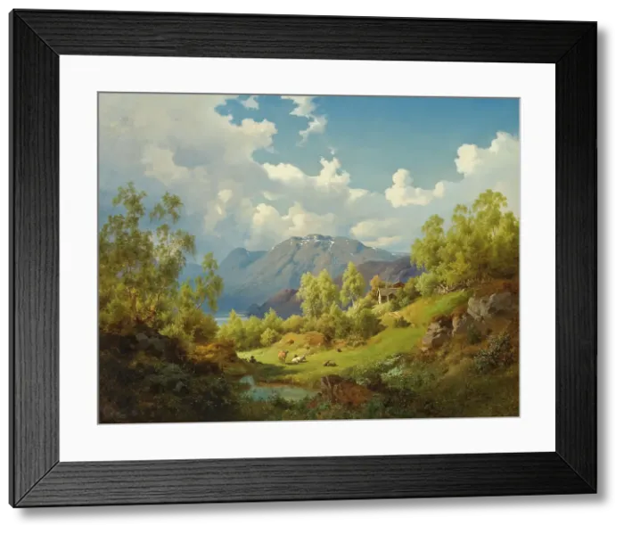 Framed Print : Landscape. Motif from the Numme Valley in Norway, 1850. Creator: Joachim Frich Framed Print : Landscape. Motif from the Numme Valley in Norway, 1850. Creator: Joachim Frich
