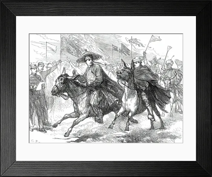 Framed Print : Donkey Race at the Gibraltar Athletic Sports in the presence of the Prince of Wales...1876. Creator: C.R Framed Print : Donkey Race at the Gibraltar Athletic Sports in the presence of the Prince of Wales...1876. Creator: C.R