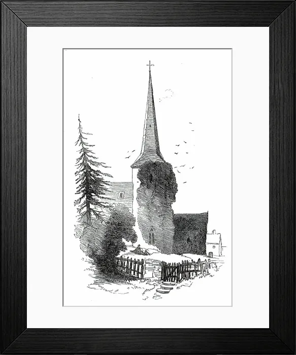 Framed Print : Leaves from a Sketch-Book - Bits of Kent: Eynsford Church, 1876. Creator: Unknown Framed Print : Leaves from a Sketch-Book - Bits of Kent: Eynsford Church, 1876. Creator: Unknown