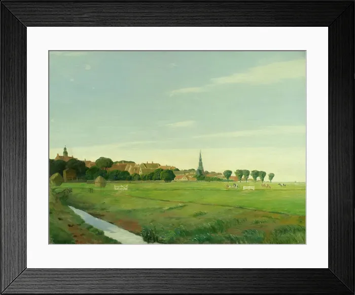 Framed Print : Landscape with a Town, 1894. Creator: Johan Rohde Framed Print : Landscape with a Town, 1894. Creator: Johan Rohde
