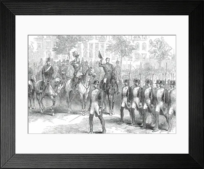 Framed Print : Review at Madrid before the Prince of Wales and the King of Spain: the Guardia Civile...1876. Creator: Unknown Framed Print : Review at Madrid before the Prince of Wales and the King of Spain: the Guardia Civile...1876. Creator: Unknown