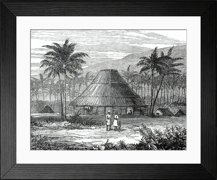 Framed Print : Council House, Samoa, the Scene of the Late Conflict, 1876. Creator: Unknown Framed Print : Council House, Samoa, the Scene of the Late Conflict, 1876. Creator: Unknown