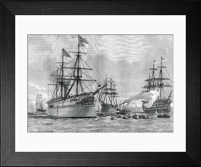Framed Print : Return of the Prince of Wales: the Serapis coming alongside the Jetty at Portsmouth, 1876. Creator: Unknown Framed Print : Return of the Prince of Wales: the Serapis coming alongside the Jetty at Portsmouth, 1876. Creator: Unknown