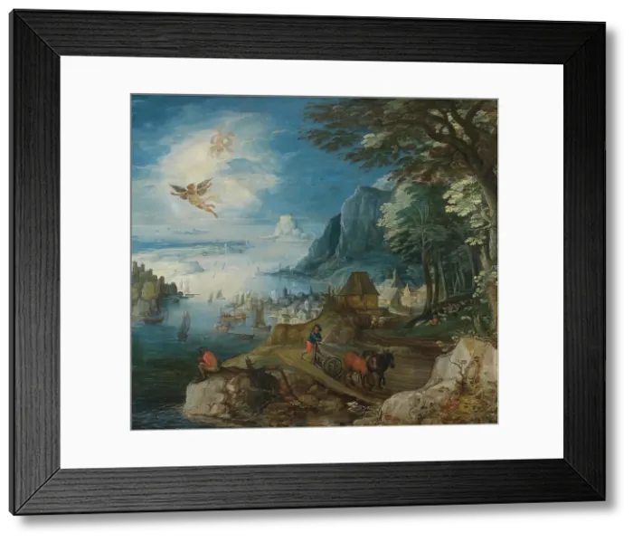 Framed Print : Landscape with the Fall of Icarus. Creator: Joos de Momper, the younger Framed Print : Landscape with the Fall of Icarus. Creator: Joos de Momper, the younger