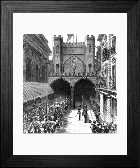 Framed Print : The Royal Visit to the City: Arrival of the Prince and Princess of Wales at Guildhall Yard, 1876. Creator: Unknown Framed Print : The Royal Visit to the City: Arrival of the Prince and Princess of Wales at Guildhall Yard, 1876. Creator: Unknown