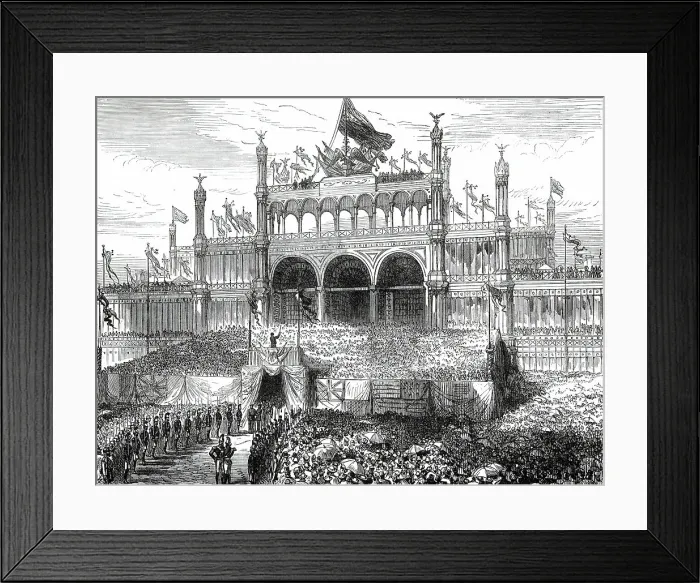 Framed Print : Opening of the American Centennial Exhibition: Chorus singing the Centennial Hymn...1876. Creator: Melton Prior Framed Print : Opening of the American Centennial Exhibition: Chorus singing the Centennial Hymn...1876. Creator: Melton Prior