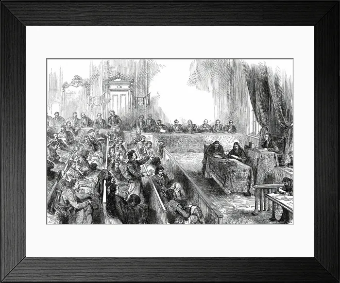 Framed Print : Sitting of the Skouptschina, or Parliament of Servia, 1876. Creator: Unknown Framed Print : Sitting of the Skouptschina, or Parliament of Servia, 1876. Creator: Unknown