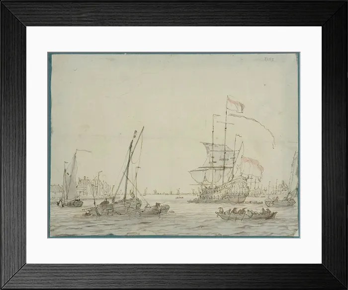 Framed Print : harbour with warships and smaller ships. Creator: Lieve Verschuir Framed Print : harbour with warships and smaller ships. Creator: Lieve Verschuir
