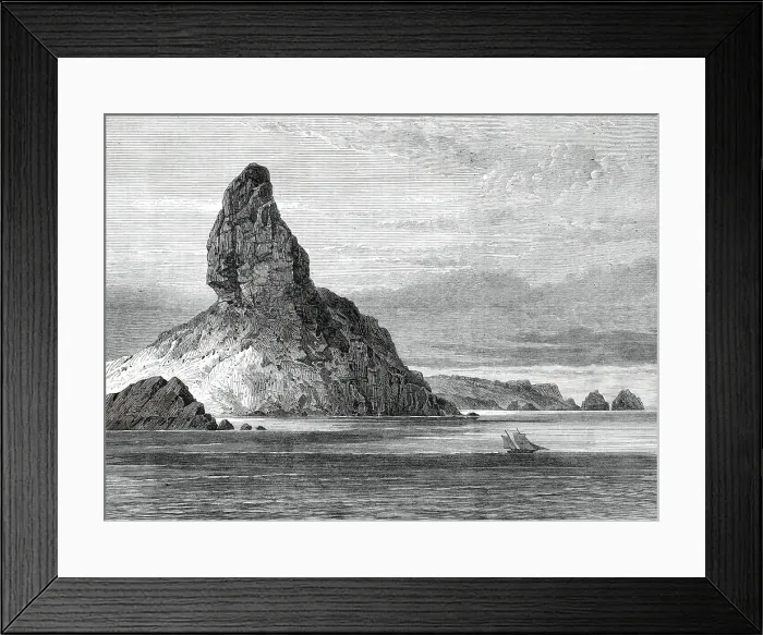 Framed Print : Sketches from H.M.S. Challenger, by Mr. J. J. Wild: Peak of Fernando Noronha, 1876. Creator: Unknown Framed Print : Sketches from H.M.S. Challenger, by Mr. J. J. Wild: Peak of Fernando Noronha, 1876. Creator: Unknown
