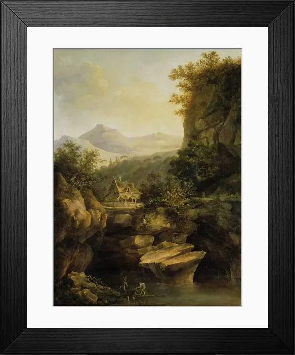 Framed Print : Mountainous Landscape with a Farm, 1803. Creator: Louis Belanger Framed Print : Mountainous Landscape with a Farm, 1803. Creator: Louis Belanger