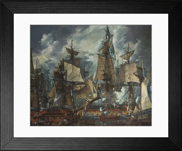 Framed Print : The Swedish command ship Gustaf III after the Battle of Hogland in 1788, 1794. Creator: Louis Jean Desprez Framed Print : The Swedish command ship Gustaf III after the Battle of Hogland in 1788, 1794. Creator: Louis Jean Desprez